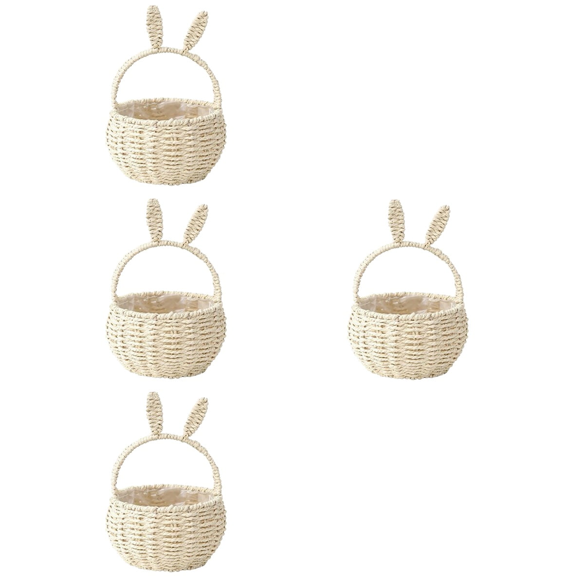 MLINS 4pcs Bunny Woven Basket Easter Party Treats Basket Handheld Woven Storage Basket With Handle