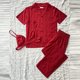 thumbnail image 3 of Cárdigan Top con botones para mujer, pantalones y pantalones con cintura elástica, trajes informales de Color sólido para el hogar Ygjytge Rojo T S para Mujer, 3 of 6