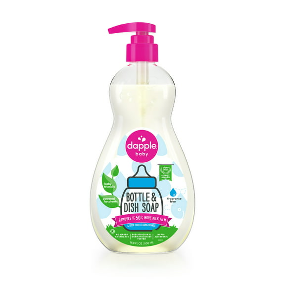 Dapple Baby Bottle and Dish Soap for Baby Products, Fragrance-Free, 16.9 fl oz
