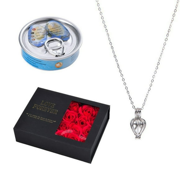 Pearl Mussel Pendant Necklace with Cage Lock Design DIY Valentine's Day Jewelry for Couples