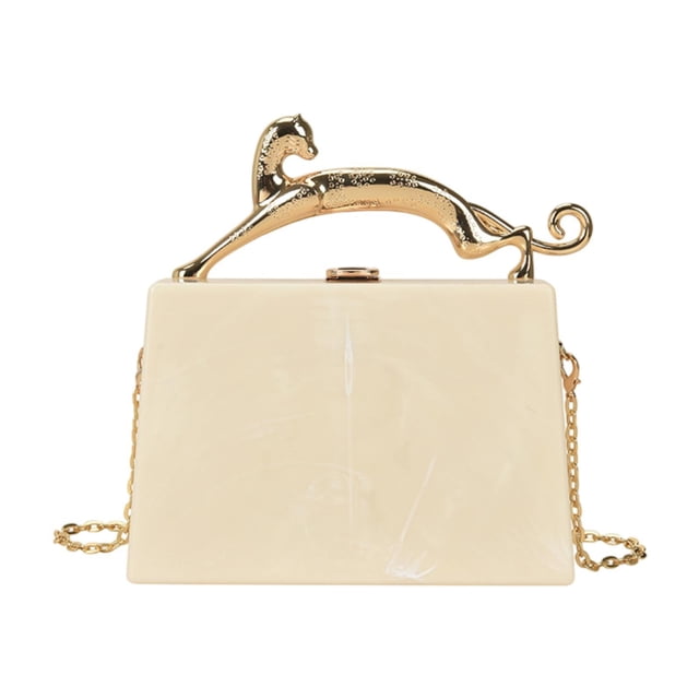 Bolso de mano acrílico para mujer, bandolera, ligero y moderno, tipo caja, ideal para bodas y graduaciones. Blanco