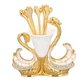 thumbnail image 1 of Swan Shape Spoon Holder Set with 6 Spoons, Zinc Alloy Dessert Server for Coffee Fruits Afternoon Tea Light Luxury Tableware Gift Box, 1 of 7