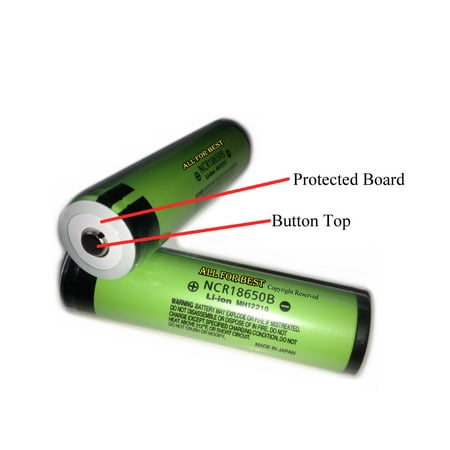 2PCS Button Top/Protected/Authentic Panasonic NCR18650B/3400mAh Li-Ion/For