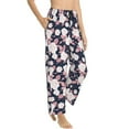 thumbnail image 2 of Naloa Leaves Flower Print Women’s Ultra-Soft Comfy Pajama Lounge Pants with Pockets & Drawstring, 2 of 8