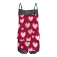 thumbnail image 5 of Valentine's Pajamas for Women Heart Print Lace Camisole Sleeveless Shorts Casual Pajama Sets, 5 of 6