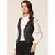 thumbnail image 2 of Chaleco de mezclilla para mujer con cuello en V y botones sin mangas, informal, chaqueta vaquera Negro M, 2 of 6