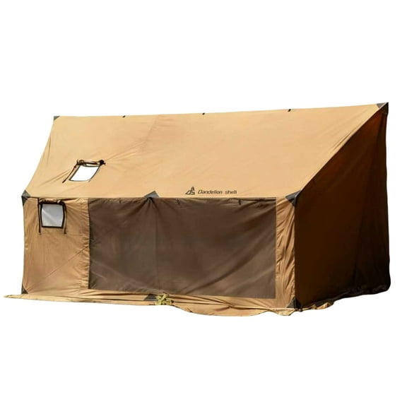 Dandelion Shell Hammock Hot Tent with Stove Jack and Double-Sided mesh Windows - Spacious, Versatile Wall Tent with Snow Skirt(No Poles)-Waterproof & Windproof, Ideal for Camping, Backpacking, Hiking