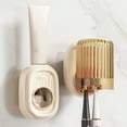 thumbnail image 1 of Toothbrush Rack- No Punching Mouthwash Cup- Wall-mounted Bathroom Toothpaste Dispenser- Automatic Toothpaste Squeezing for Children and Adults, 1 of 1