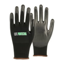 Life Protector Black Nylon Large Work Gloves - with Polyurethane Palm Coating - Pair - 10 count box