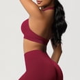 thumbnail image 6 of Neewe Women's Seamless Sports Bra Knitted Yoga Suit Gathering Breathable Workout Gym Tank Top for Women-Red L, 6 of 9