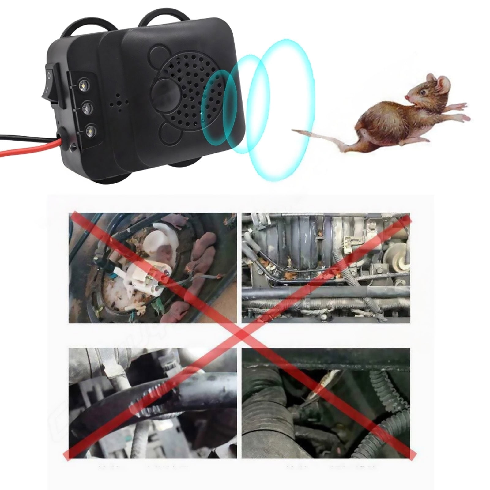 CSYANXING Car Engine Ultrasonic Repeller, DC12V 5mA Standby, For Mice Rats Mole Squirrel Pest Prevention