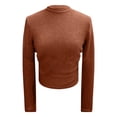 thumbnail image 6 of Women's T Shirts Long Sleeve Crew Neck Slim Fit Basic Tees Soft Fall Cute Womens Tops Size L, 6 of 7