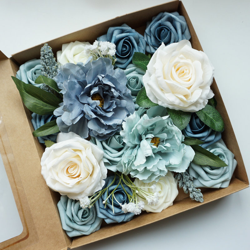 Artificial flowers, blue and white fake flowers cake flowers and artificial wedding arch flowers