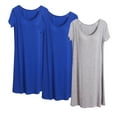 thumbnail image 1 of Jamicy Chemises de Pyjama Longues pour Femmes Cadeau pour Femmes Nuisette pour Femmes Lot de 3 Chemises de Nuit Manches Courtes Vêtements de Nuit Douce Robe de Nuit à Col Rond avec Soutien-Gorge Intégré, 1 of 3