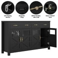 thumbnail image 6 of Homfa Farmhouse 55.1"W Kitchen Buffet Cabinet with Storage Drawer & Adjustable Shelf, Glass Door Wood Sideboard Credenza Coffee Bar with for Dining Room Living Room, Black, 6 of 8