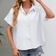 thumbnail image 2 of Clothing 2025 Womens Casual Short Sleeve Button Down Shirts Summer Plain Top Blouses with Pockets Womens Short Sleeve Button Down Shirts Official Collar Blouse Basic Simple Dress Shirt, 2 of 8