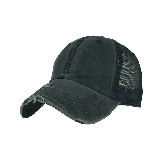 pitrice Washed Cotton Mesh Baseball Cap Visor Hat Solid Color Baseball Hat Summer Adjustable Sports Cap