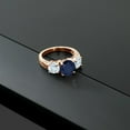 thumbnail image 5 of Gem Stone King 3.96 Ct Round Blue Sapphire Sky Blue Aquamarine 18K Rose Gold Plated Silver Ring (Size 7), 5 of 5