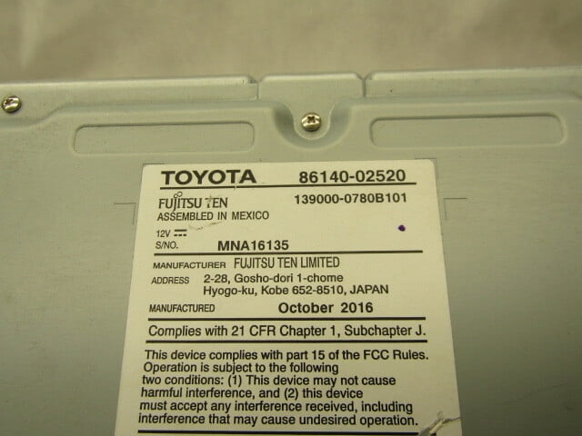 Pre-Owned 2017-2019 Toyota Corolla AM FM CD Radio Receiver OEM LKQ - Verify Specific Vehicle Fitment In Description - (Good)