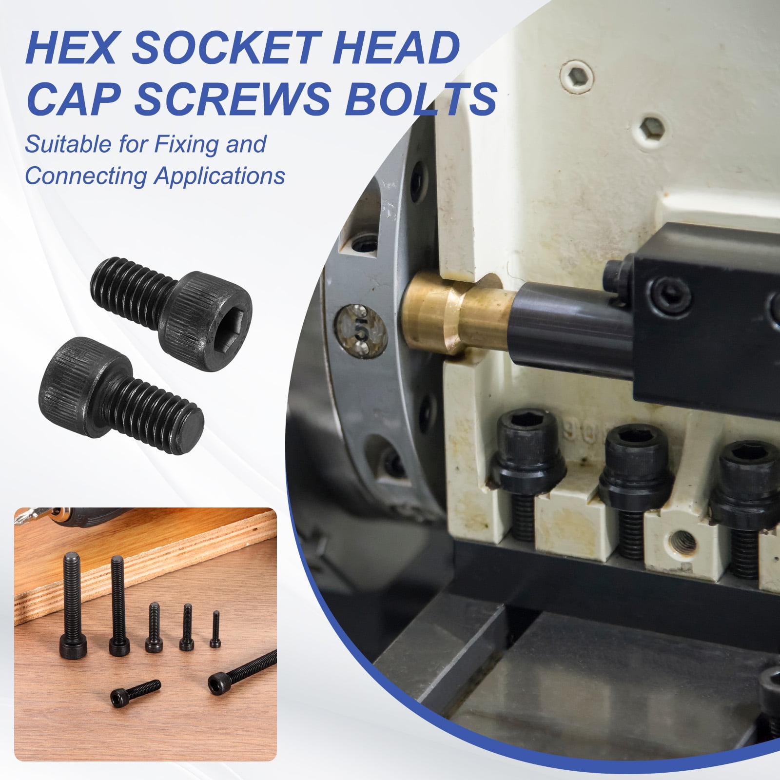 Uxcell Hex Socket Head Cap Screws Bolts, Carbon Steel Socket Drive Screws, Black Oxide Full Threads M8 x 14 mm 50