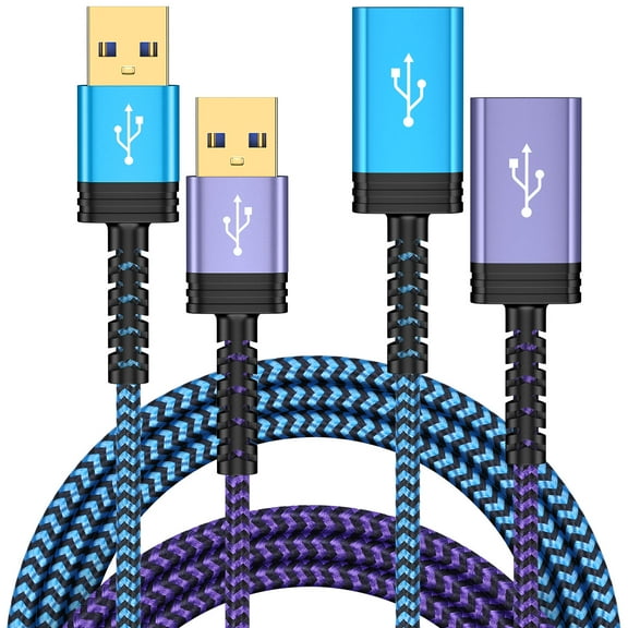 Usb Extension Cable 6ft Feet,HopePow 2Pack Type A Male to Female Extender Cord High Speed Data Transfer USB Extension Cable 3.0 Compatible with Printer,Webcam,Camera,Mouse,Keyboard