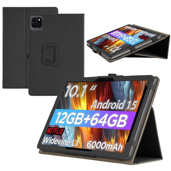 【RUIXH】For Callsky-Tab Cpad 10 10.1 Inch Tablet Case Callsky Android 15 Tablet Case Premium PU Leather Lightweight and Portable Built-in Stand and Pen Slot Design With Wrist Strap (Black)