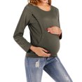 thumbnail image 3 of breaise Women's Maternity Shirts Packs Short Sleeves Nursing Blouse Tops Double Laye Breastfeeding Tees Round Neck Pregnancy Clothes S-2XL, 3 of 6