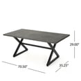 thumbnail image 6 of Noble House Rolando 70.5" Aluminum Patio Dining Table in Gray and Black, 6 of 10