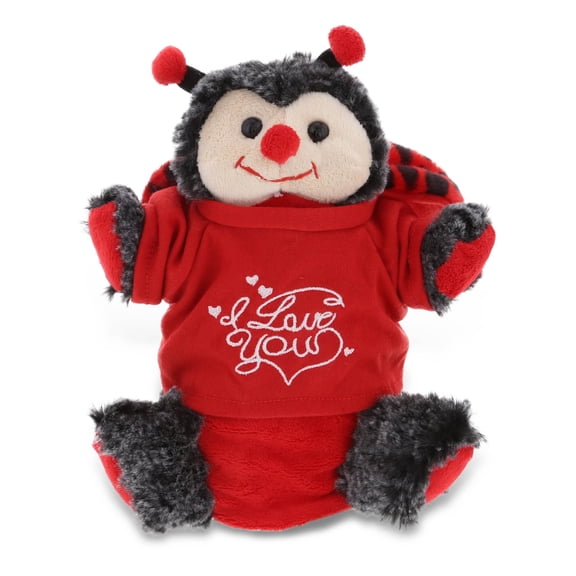 DolliBu I Love You Shirt Ladybug Plush Hand Puppet - 11 inches