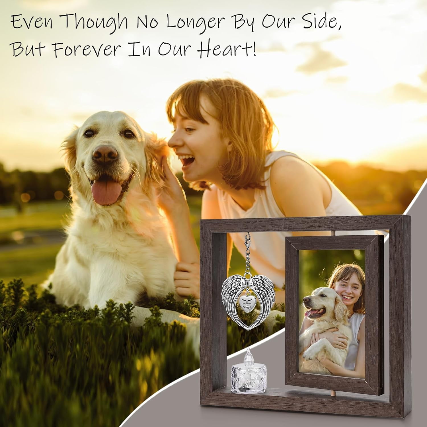 XIUDA Sympathy Gifts Memorial Picture Frame for Loss of Loved One - Memorial Gifts for Loss of Mom,   Rotate Display for Two 4x6 Photo