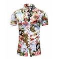 thumbnail image 1 of Leutsin Hommes à Manches Courtes Imprimé Boutons Cardigan Chemise Casual Tops, 1 of 3