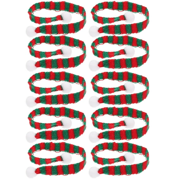 CATIEBYE Red Tiny Knit Scarves 10pcs Bulk for Girls Dolls Holiday Party Accessories Soft Warm