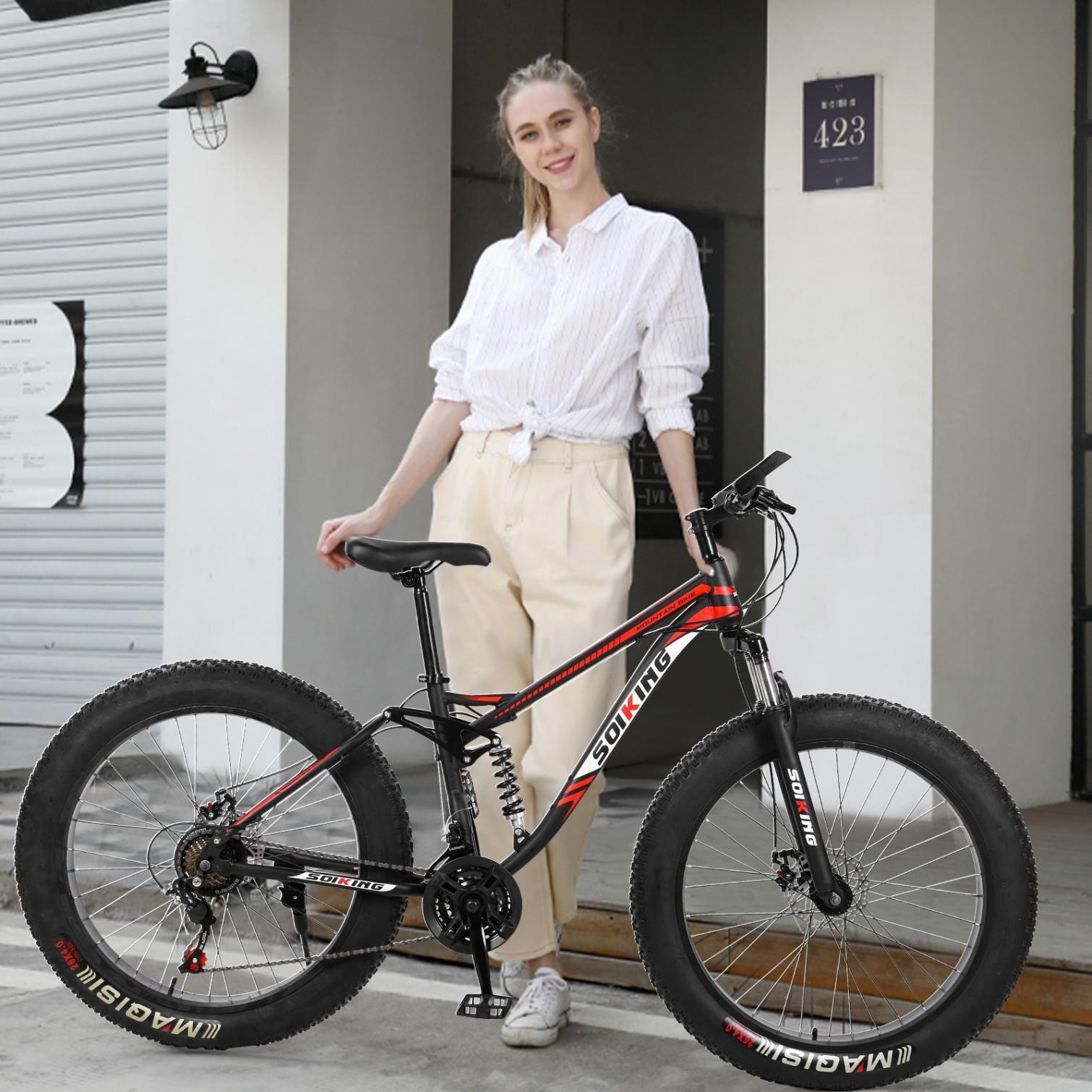 Details about / Medium High-Tensile Frame Fat Tire Mens Mountain Bike