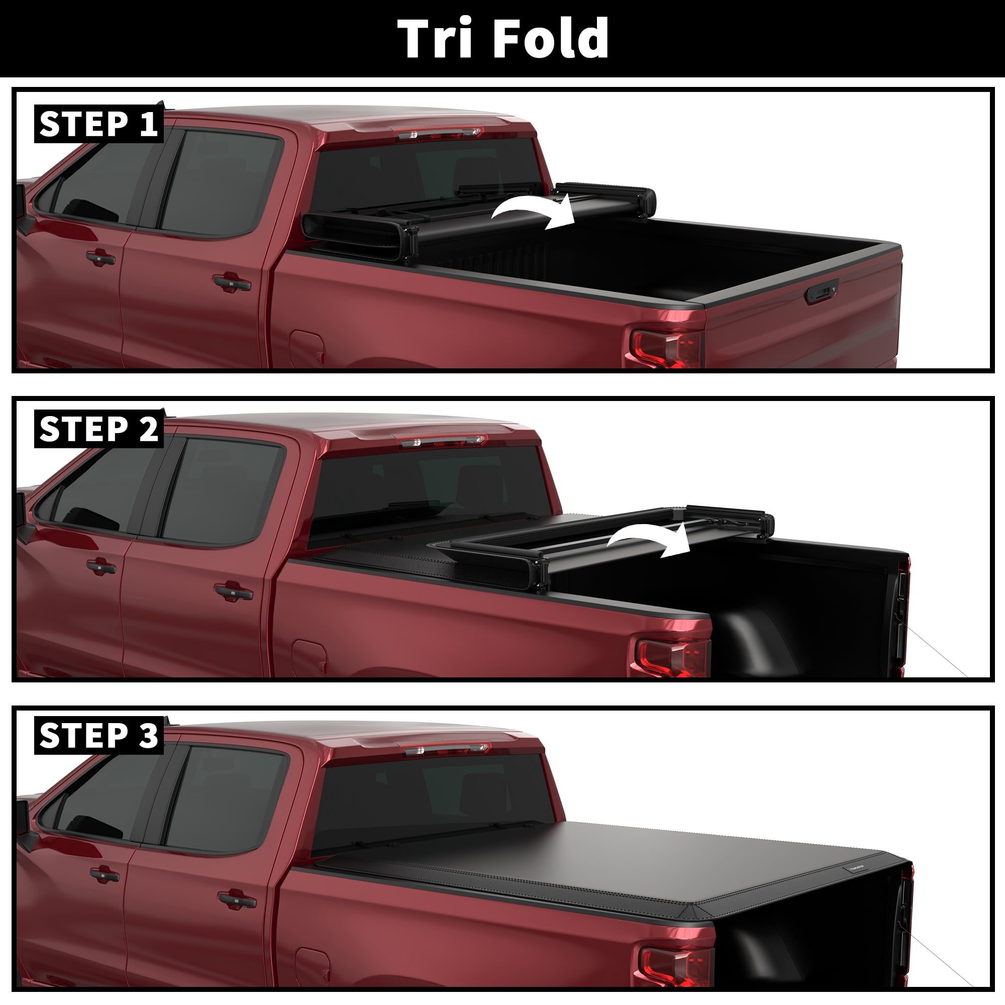 TITANICMOTOR 3-Fold 5FT Bed Truck Tonneau Cover Soft for 2016-2023 Toyota Tacoma Waterproof