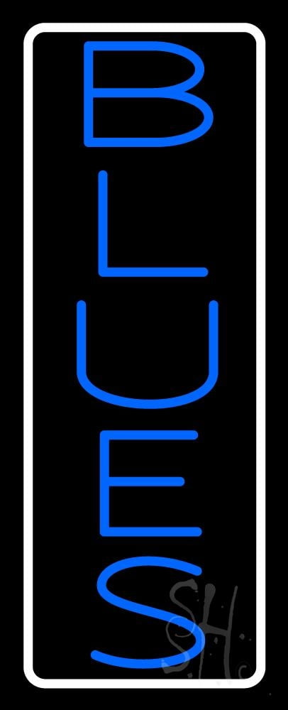 White Border Blue Blues LED Neon Sign 32