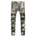 thumbnail image 6 of qolati Mens Stacked Jeans Slim Fit Ripped Destroyed Straight Denim Pants Skinny Stretch Jeans Hip Hop Trousers Streetwear, 6 of 6
