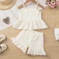 thumbnail image 5 of CAUYDY Toddler Girls Summer Outfits Baby Girl Cute Bow Sleeveless Top and Ruffle Shorts 2pc Set Summer Pajamas for Kids 1-5 Years Old Little Girls Clothes (Sizes 4-5 Years,D01-Beige), 5 of 8