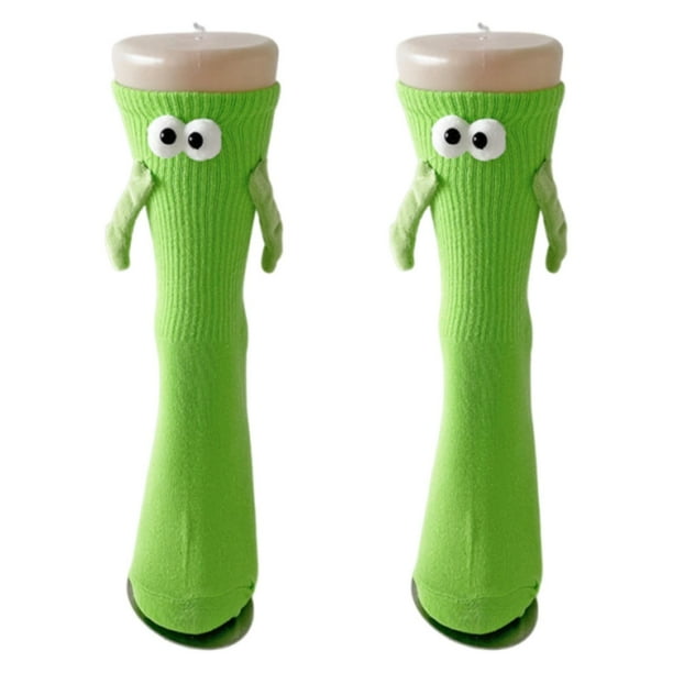 Calcetines de Valentín con dibujos de manos agarradas para amantes de la fiesta de año Nuevo Verde
