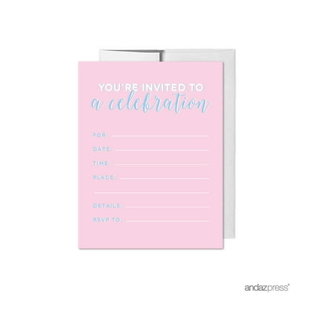 Signature Pocket Invitations Signature Pink and Blue Gender Reveal Baby Shower, Invitations with Envelopes, 20-Pack ()