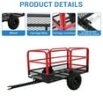 thumbnail image 3 of AOILE Garden Dump Cart 1500 LBS Capacity 22 Cu.ft Heavy Duty Steel ATV Trailer, Pull Behind Yard Wagon with 2 Wheels, for Lawn Mower Tractor UTV, Red+Black, 3 of 10