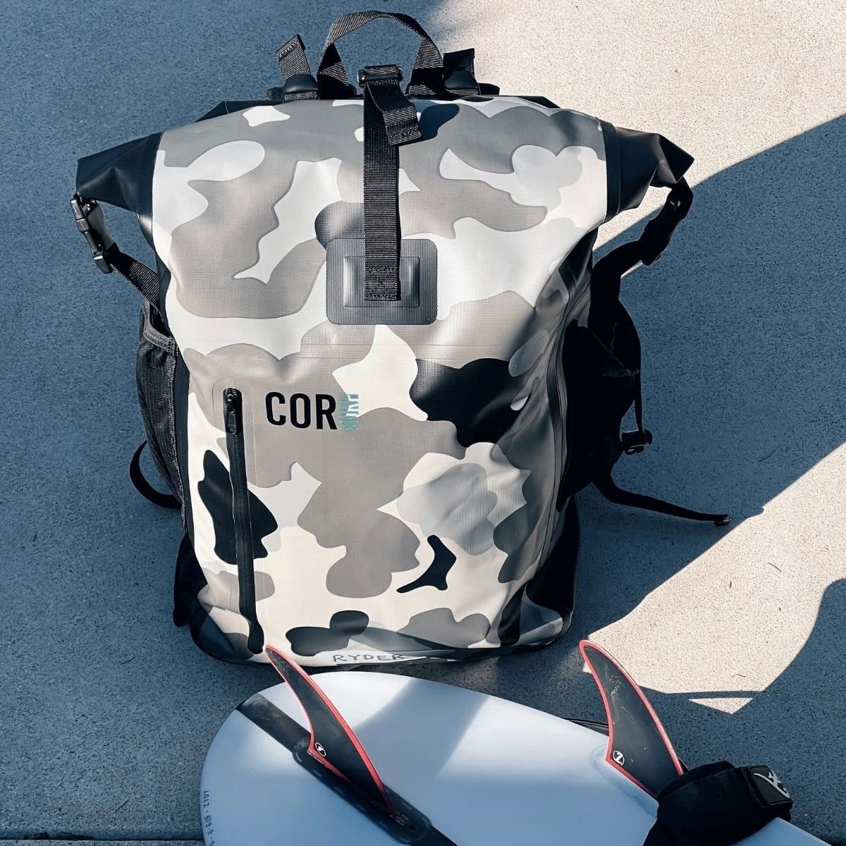 Waterproof Backpack with Laptop Sleeve | Heavy Duty Hiking, Kayak Dry Bag Backpack | Roll-Top Closure by COR Surf(40L Camo)