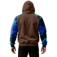 thumbnail image 5 of Men’s Pullover Hoodie Long Sleeve Drawstring Hooded Sweatshirt Raglan Sleeve Camouflage Print Casual Loose Fit Top Light Brown 3XL, 5 of 5