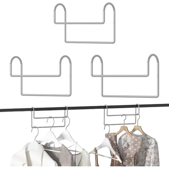 Space Saving Hangers for Clothes: NOGIS 3 Pack 8 inch Magic Hanger Closet Organizer Metal Heavy Duty Hangers for Shirt Coat Pants Skirt Sorting Storage - Sliver