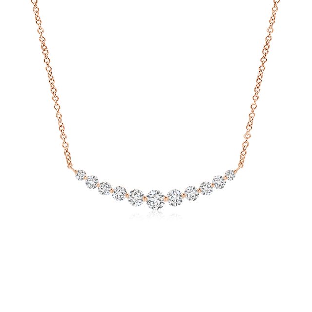 Angara Natural Diamond Necklace - Contemporary Round Diamond Journey Pendant Necklace in 14K Rose Gold for Women