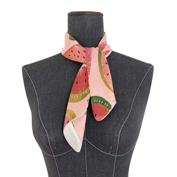 Square Scarf 24x24 Inch Sweet Summer Melon Silky Satin Sun Protection Neck Scarf for Women Multi-Purpose Head Wrap Bandana for Hair Bag Decoration