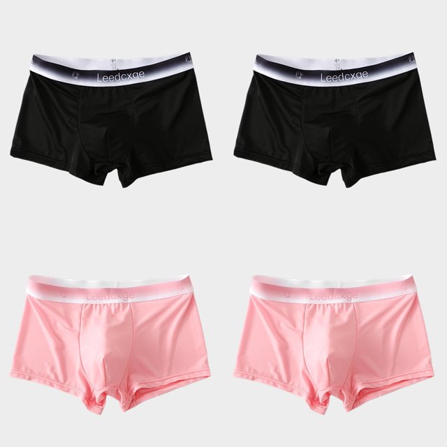 Summer Men Boxers Ice Silk Seamless Panties Ultra-thin Gradient Color Underpants Breathable 4 PCS Set Slip Silk Panties Men 12 M