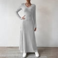 thumbnail image 2 of Knitted Maxi Dress Women Elegant Party Autumn Winter O Neck Long Sleeves Sexy Slim Long Dresses Casual Holiday Street Dress Elegant Party Dresses 2025 Light Gray M, 2 of 5