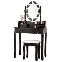Topbuy Make-Up Vanity Table Dresser Set w/LED Light, Brown