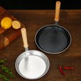 thumbnail image 4 of Sartén de pie TUNC Mango de madera 19 cm plateado Utensilios de cocina Cacerola para cocinar filete Jamón Panqueques, 4 of 5