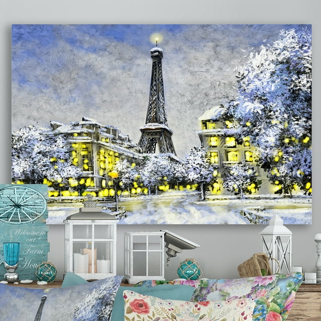 Designart Paris In Christmas Winter Iii Traditional Canvas Wall Art